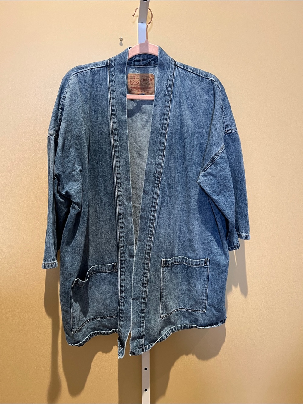 Lucky Brand Washed Blue Open-Front Denim Jacket